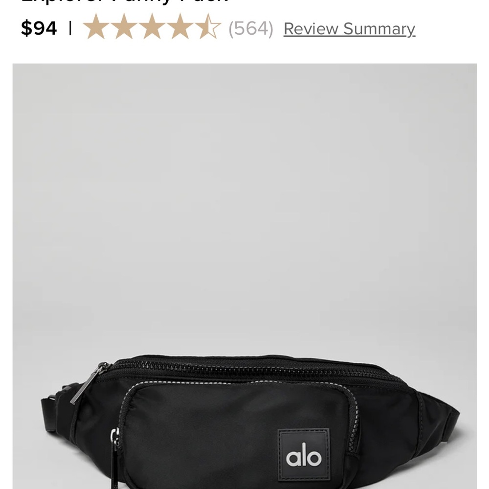 ALO Yoga Black Belt Bag with Adjustable Strap and Minimalist Design